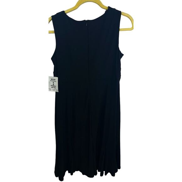 R&M Richards Black Dress Jacket 2-piece Set 8 Sequins Mother Of Bride Lace NWT - Picture 3 of 12